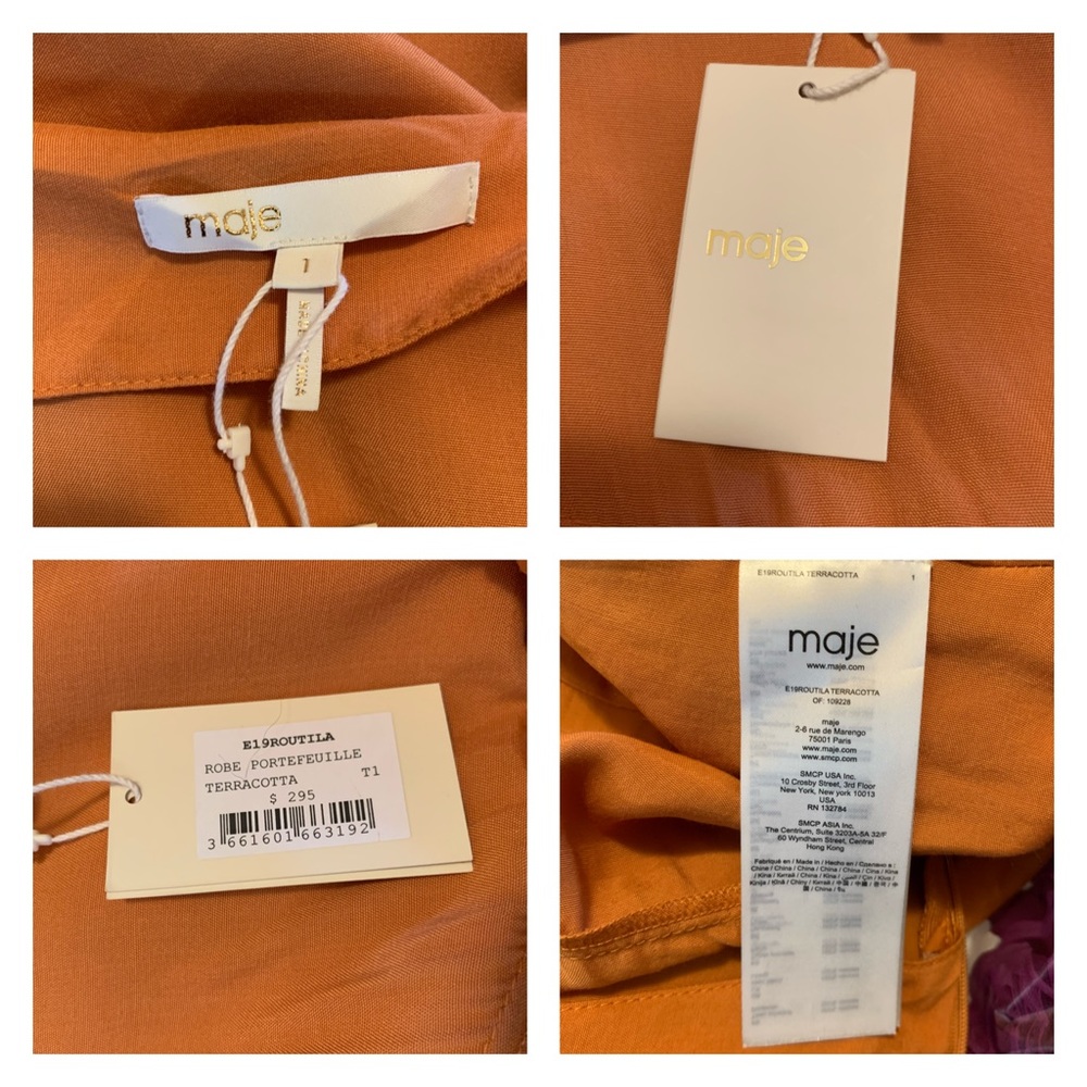 New! MAJE Paris Ruffle Off The Shoulder Midi Dress - Picture 9 of 9